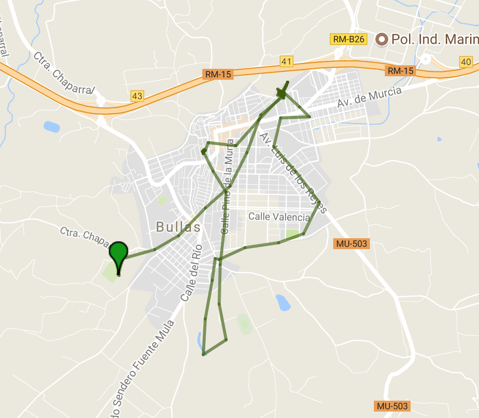Ruta e historico del Localizador GPS Senda para mayores